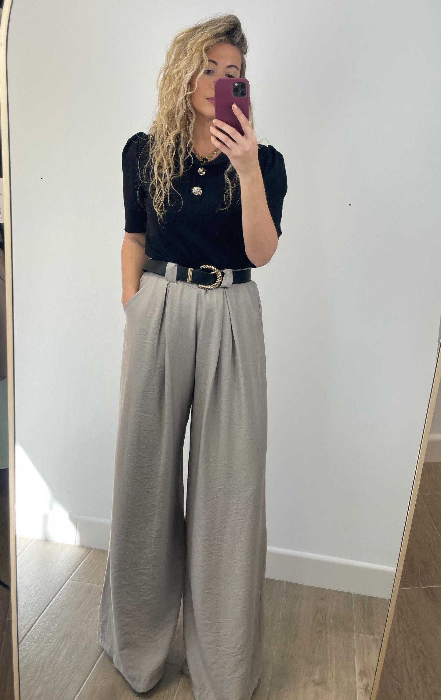 Pantalón lino con cinturón