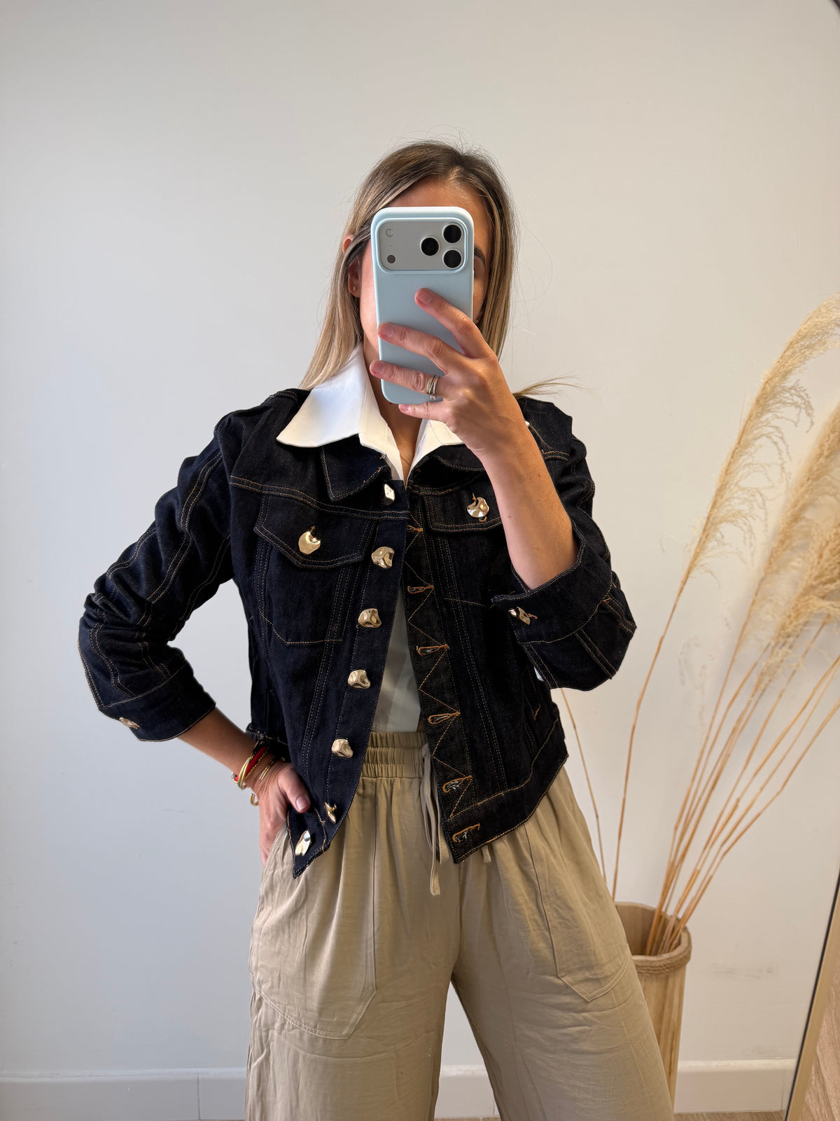Cazadora denim botón dorado