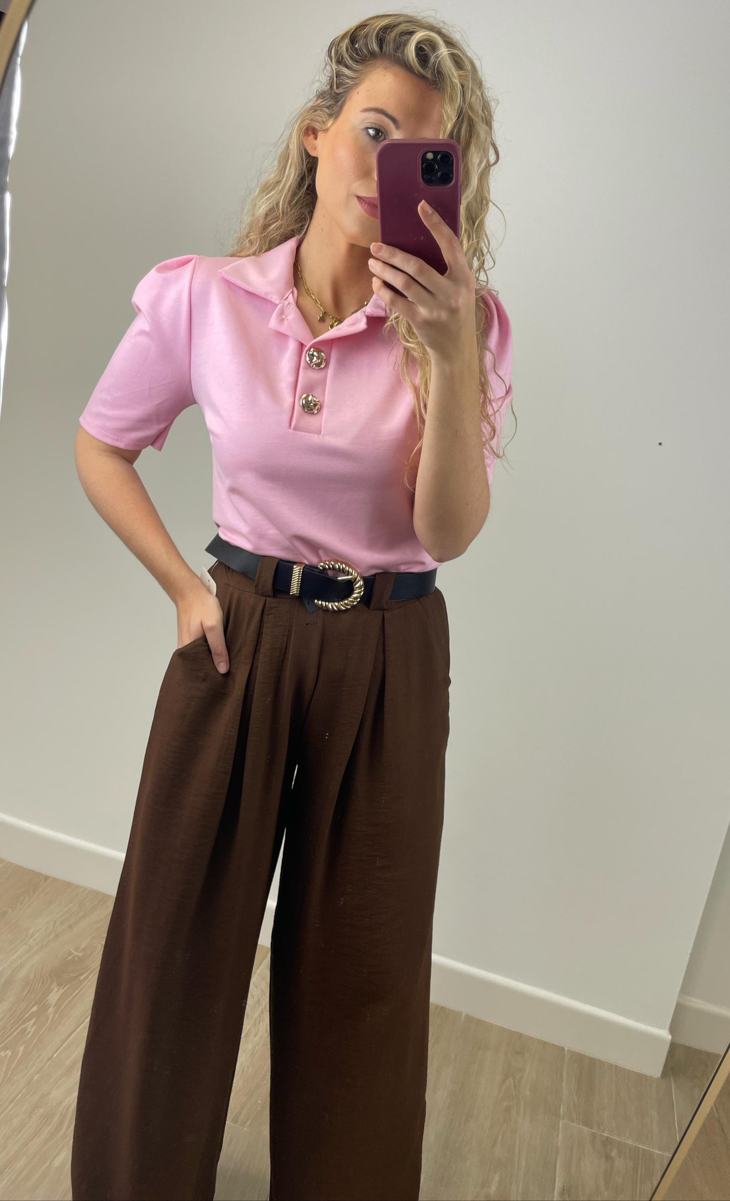 Pantalón lino con cinturón