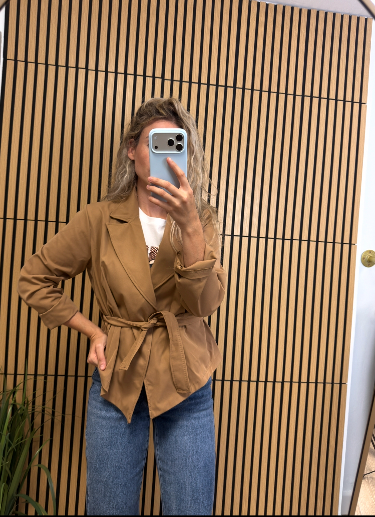 Gabardina Crop cinturón