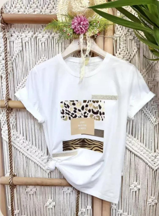 Camiseta manga corta beige