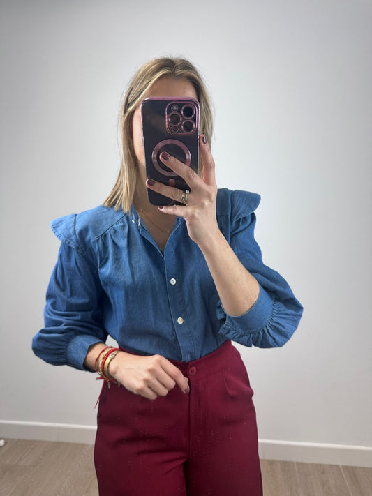 Camisa "Denim Ruffle" (Blusa Vaquera con Volantes)