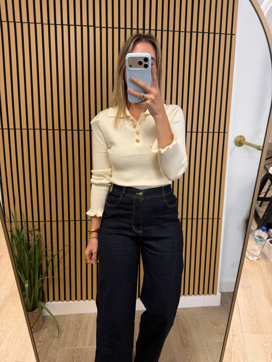 Jersey crema botones