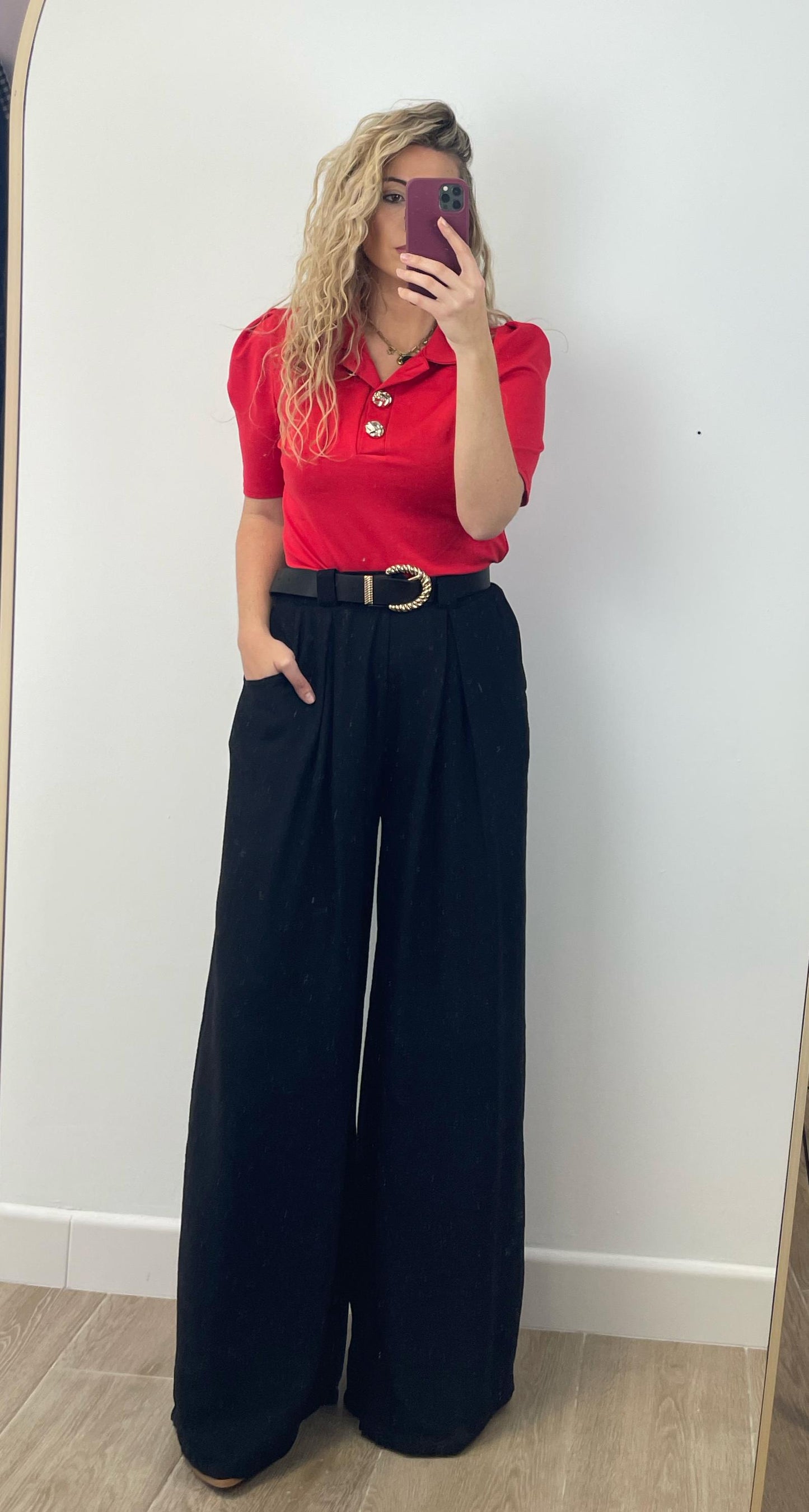 Pantalón lino con cinturón