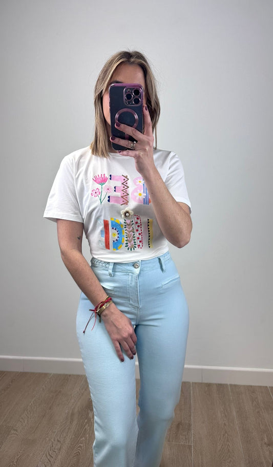 Pantalón Wide Leg "Mint Garden" de Tiro Alto con Cintura Trenzada